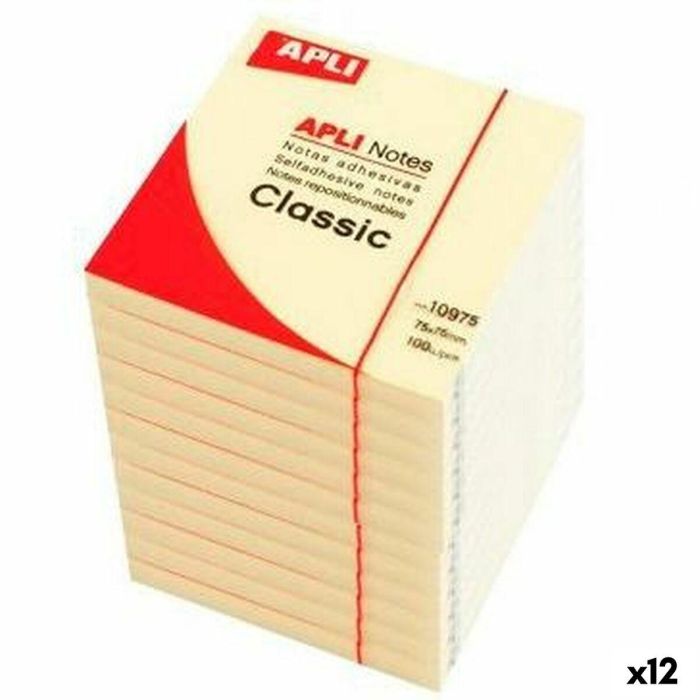 Notas Adhesivas Apli CLASSIC Amarillo 75 x 75 mm (12 Unidades)