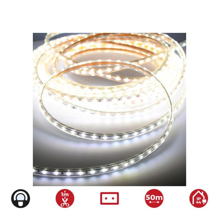 Tira de led 50m. 12mm grosor 60 leds/m 4,2w/m blanco frio 6.400k ip44 edm 220-240v (uso interior-exterior)