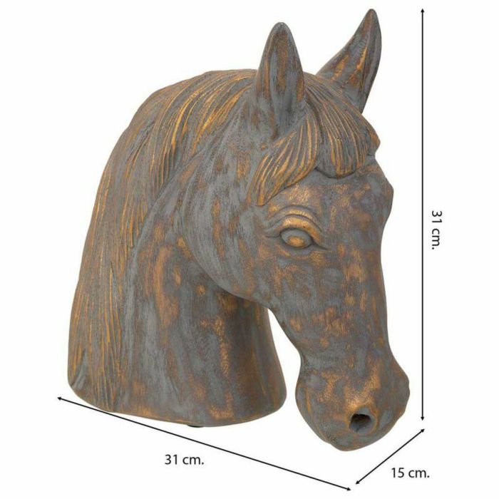 Figura Decorativa Alexandra House Living Gris Dorado Poliresina Caballo 15 x 31 x 31 cm 6