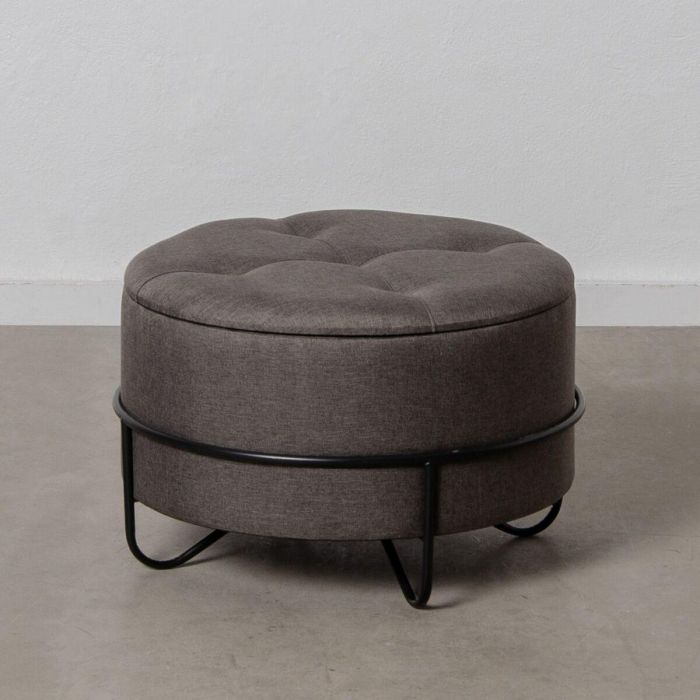 Puff 63 x 63 x 41 cm Tejido Sintético Metal Gris oscuro 1