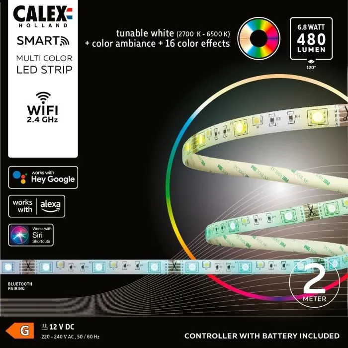 Calex CAL8712879150626 Cinta LED 2M 6.8W RGBCCT con Mando a Distancia 3