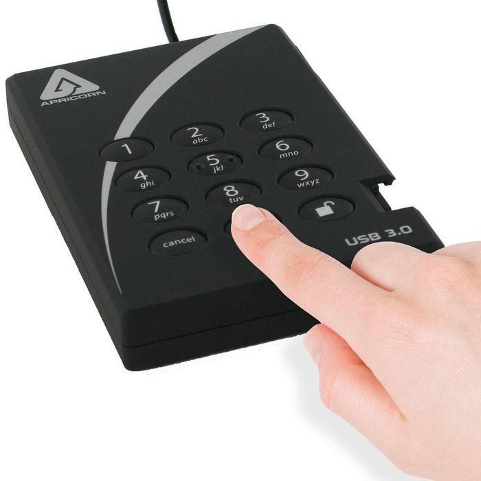 Apricorn Aegis Padlock USB 3.0 Disco Duro Externo 500GB Cifrado AES 256-bit Velocidad 5 Gbps 3