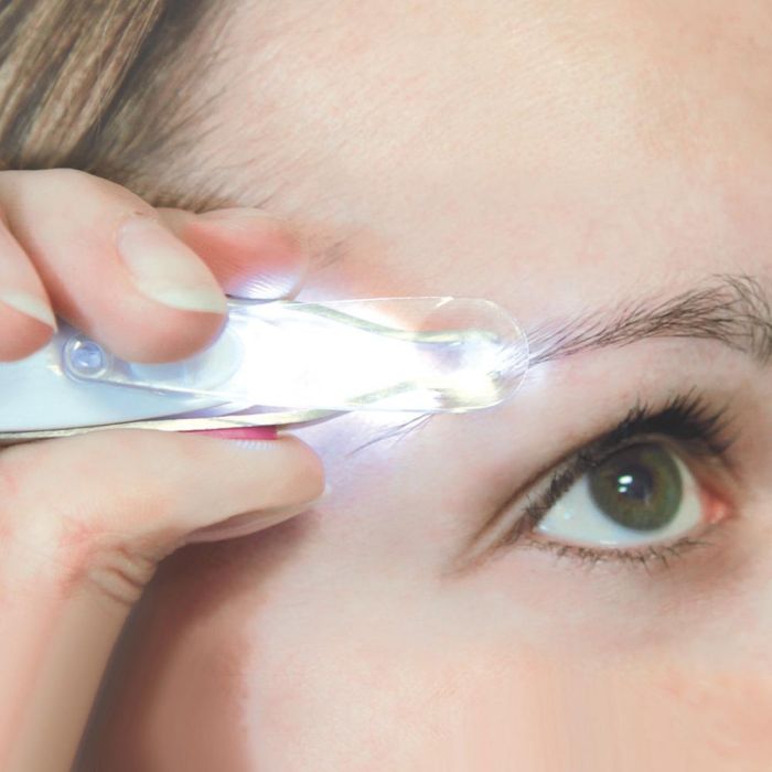 Cosmetic Club Pinzas Depilación con LED y Lupa x25 - Precisión Facial, Pilas Incluidas 4