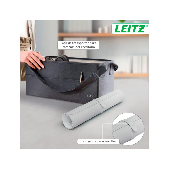 Leitz Alfombrilla de Escritorio Grande 80x40 cm Gris Claro, Protector de Escritorio Impermeable y Fácil de Limpiar, Compatible con Ratones Ópticos y Láser 5