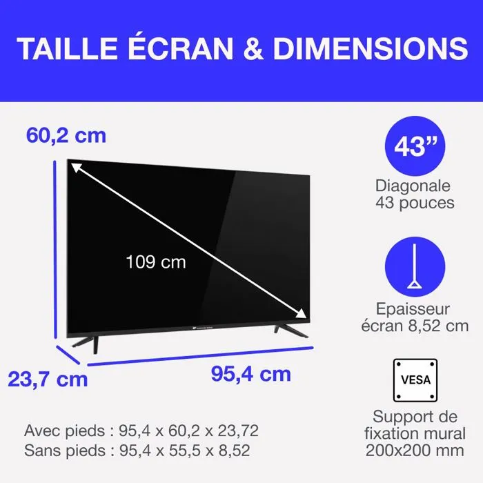 Continental Edison CELED43SVQLD25B6 Televisor QLED 43'' (109 cm) UHD 4K 3840x2160 SMART VIDAA 3xHDMI 2xUSB 1