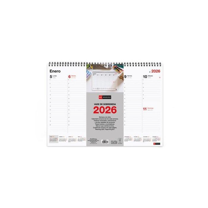 Calendario (2026) Miquelrius Vade Basic S/V Para Escribir A3 420X296 (Wire-O)