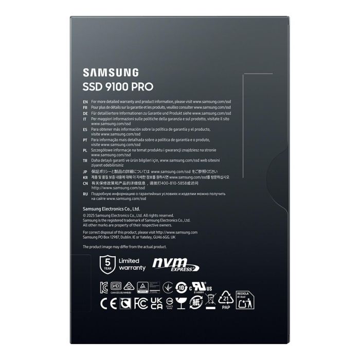 Samsung MZ-VAP1T0BW SSD 1 TB NVMe PCIe 5.0 M.2 V-NAND TLC, Lectura 14700 MB/s, Escritura 13300 MB/s