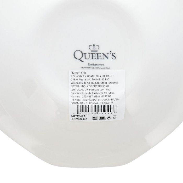 Plato Hondo Cerámico Artic White Queen's 21,5 cm (6 Unidades)