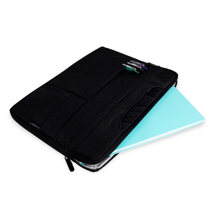 Q-connect Funda para portátil 15,6" con Asas Retráctiles, Cremallera, 3 Bolsillos Exteriores, Negro 1