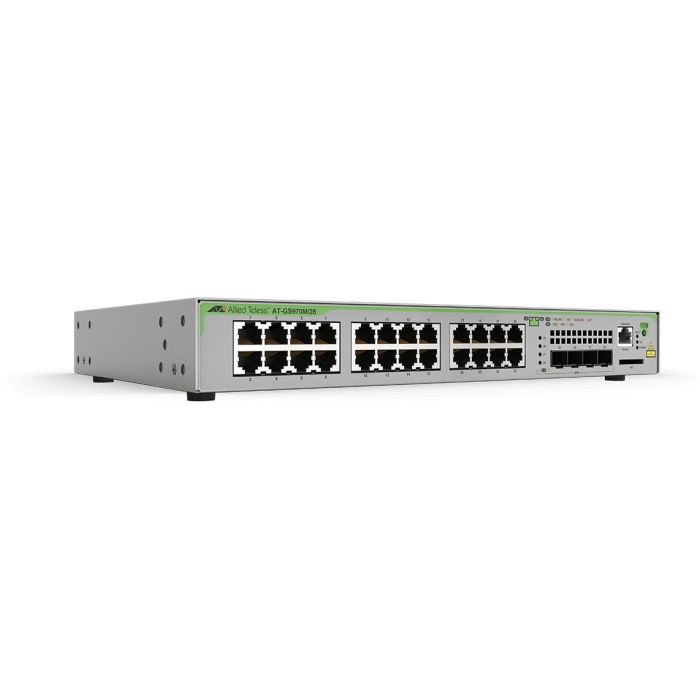 Allied Telesis GS970M Switch Gestionado Capa 3 Gigabit Ethernet PoE 24 Puertos Gigabit PoE y 4 Puertos SFP Rack 1U Gris