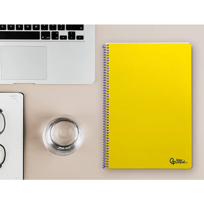 Liderpapel SMART Cuaderno Espiral A4 Tapa Blanda 80 Hojas 75gr Pauta 3.5mm con Margen Color Amarillo 6