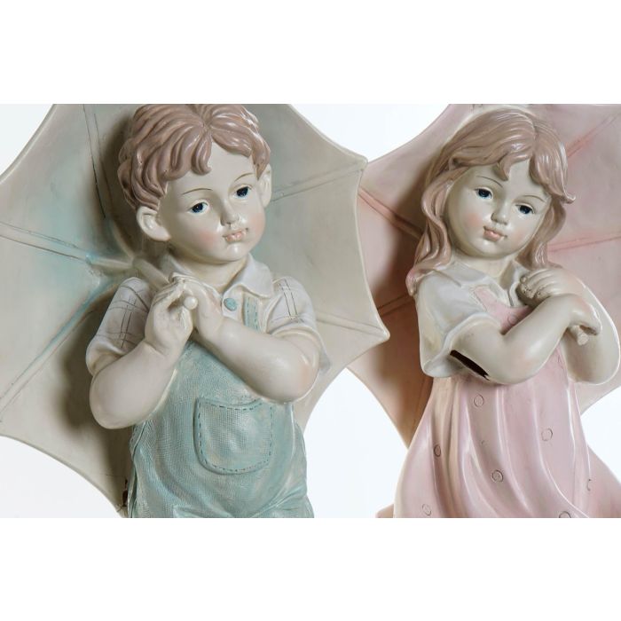 DKD Home Decor Figura Shabby Rosa Azul Resina 28 x 20 x 48.5 cm (2 Unidades) DKD Home Decor Figura Shabby Rosa Azul Resina 28 x 20 x 48.5 cm (2 Unidades)
