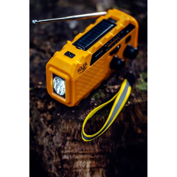 Adler Radio solar con manivela AD 1197, powerbank, linterna, FM, carga USB, 1200 mAh 7