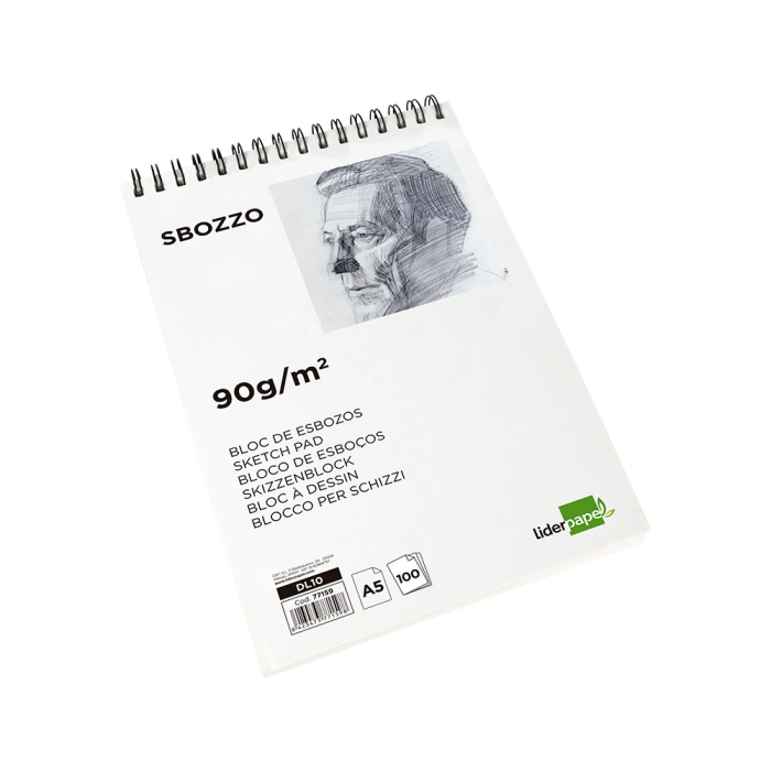 Liderpapel Bloc Dibujo Esbozos Espiral A5 148x210 mm 100 Hojas 90gr/m2 Sin Recuadro 3
