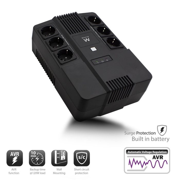 Ewent EW3945 SAI UPS Línea Interactiva 600 VA 360 W - 6 Salidas, 10 min Respaldo, AVR y Protección 1 Ewent EW3945 SAI UPS Línea Interactiva 600 VA 360 W - 6 Salidas, 10 min Respaldo, AVR y Protección 1
