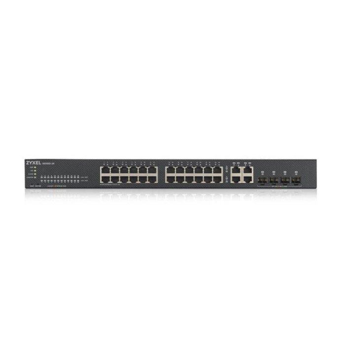 Zyxel Switch GS1920-24v2 24 Puertos Gigabit Managed Smart 4 SFP Combo, 56 Gbit/s, Montaje Rack, Negro, Modelo GS1920-24V2-EU0101F Zyxel Switch GS1920-24v2 24 Puertos Gigabit Managed Smart 4 SFP Combo, 56 Gbit/s, Montaje Rack, Negro, Modelo GS1920-24V2-EU0101F