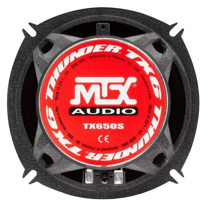 MTX TX650S Kit de altavoces 13cm 2 vías 80W RMS 4O chasis de aluminio tweeter de neodimio bobina de cúpula de seda TSV TIL 2 MTX TX650S Kit de altavoces 13cm 2 vías 80W RMS 4O chasis de aluminio tweeter de neodimio bobina de cúpula de seda TSV TIL 2