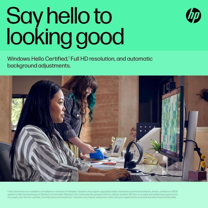 HP Webcam Video FHD 1080P, 30 FPS, Compatible con Windows Hello, Corrección Automática de Luz y Fondo, Micrófonos con Reducción de Ruido - 625 19 HP Webcam Video FHD 1080P, 30 FPS, Compatible con Windows Hello, Corrección Automática de Luz y Fondo, Micrófonos con Reducción de Ruido - 625 19
