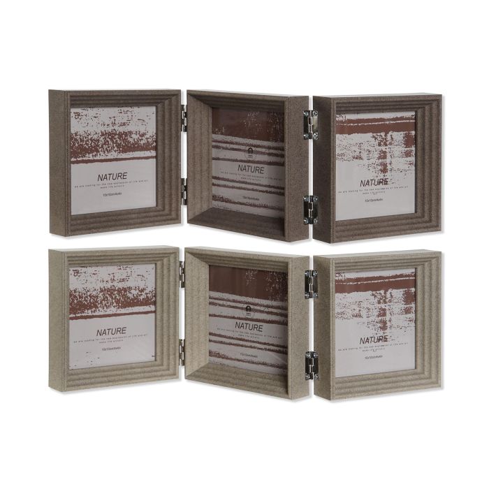 Marco Foto 10X10 Urban DKD Home Decor Beige Marron 3 x 12 x 38 cm Set de 3 (2 Unidades)