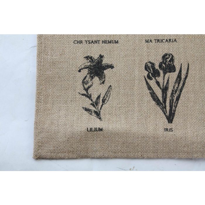 DKD Home Decor Mantel Individual Básico de Yute Natural y Gris con Diseño Botánico 45x30 cm, 0.1 cm Espesor (12 Unidades) 1