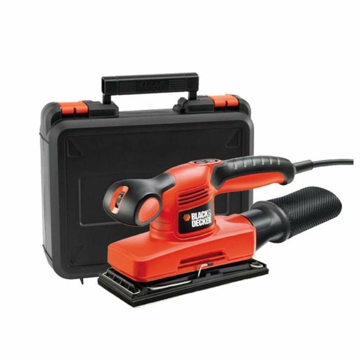 BLACK & DECKER KA320EKA Lijadora orbital 240W, Velocidad Variable 7000-15000 rpm, Órbita 2mm, Gancho y Bucle, 5 Hojas Abrasivas 4