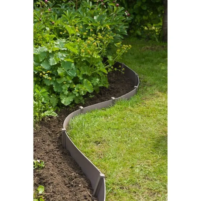 Nature Borde de Jardín Polipropileno H 15 cm x 10 m Topo Beige Grosor 3 mm Flexible Reciclado Tratamiento UV 4