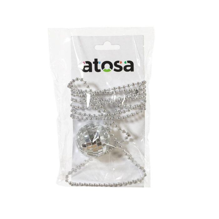 Collar Bola Disco Plateada Brillante 88 cm para Disfraces Años 70, Fiestas y Festivales - Doble Cadena y Efecto Espejo Glamuroso 1