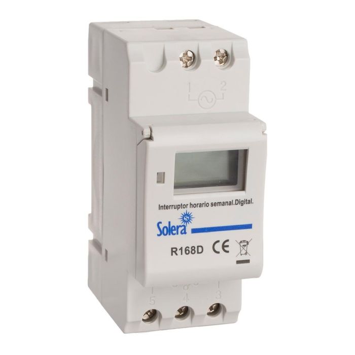 Solera Interruptor horario semanal digital-analógico 230V AC 16A Blanco R168D