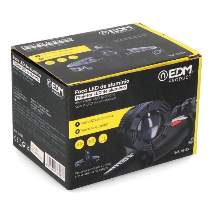 Edm Foco LED Recargable para Bicicleta, 180lm/50lm/Flash, Ajustable, IP54, Incluye Cargador y Baterías 4 Edm Foco LED Recargable para Bicicleta, 180lm/50lm/Flash, Ajustable, IP54, Incluye Cargador y Baterías 4
