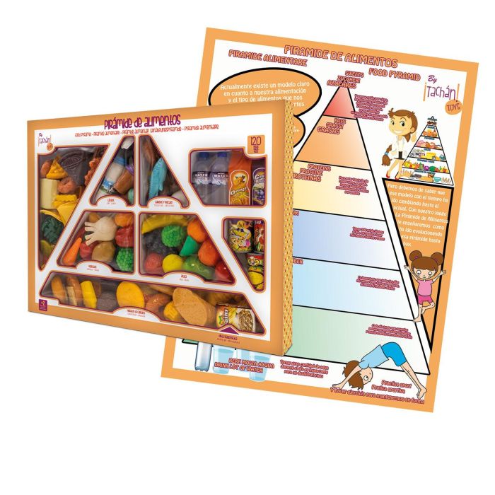 Tachan Pirámide Alimenticia 120 Piezas Set de Alimentos Educativos para Juego de Cocina Infantil Aprender Hábitos Saludables Niños +3 Años