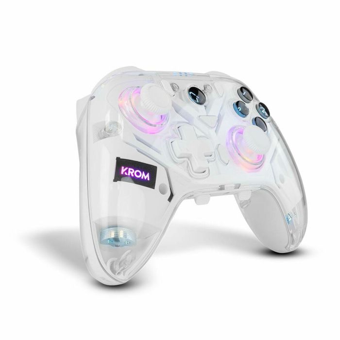 Krom NXKROMKRYSTAL Mando y Volante Inalámbrico Bluetooth/USB Transparente para Android, Nintendo Switch, PC, iOS