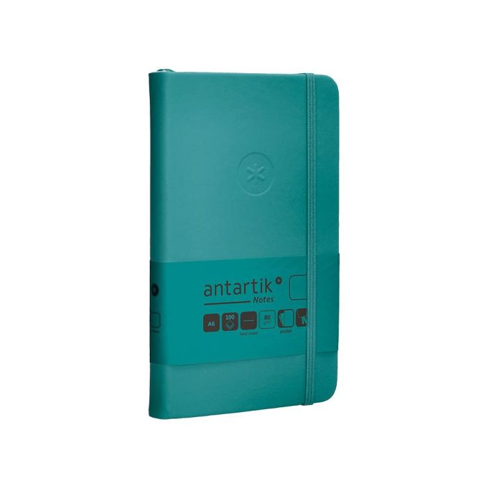 Cuaderno Con Gomilla Antartik Notes Tapa Dura A6 Hojas Lisas Verde Aguamarina 100 Hojas 80 gr Fsc 4