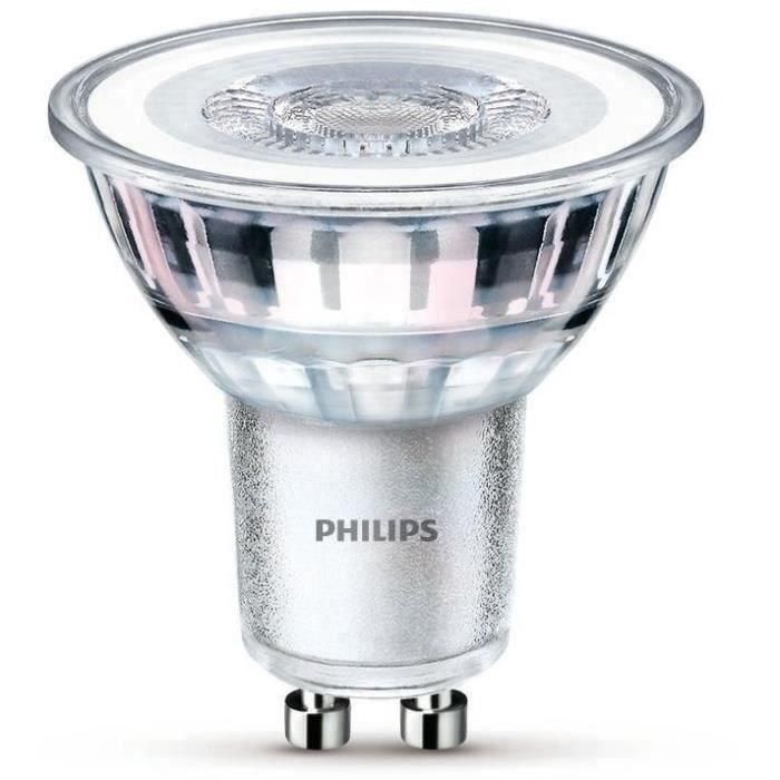 Bombilla PHILIPS LED Spot GU10 - 50W Blanco cálido - Compatible con atenuador - Vidrio Bombilla PHILIPS LED Spot GU10 - 50W Blanco cálido - Compatible con atenuador - Vidrio