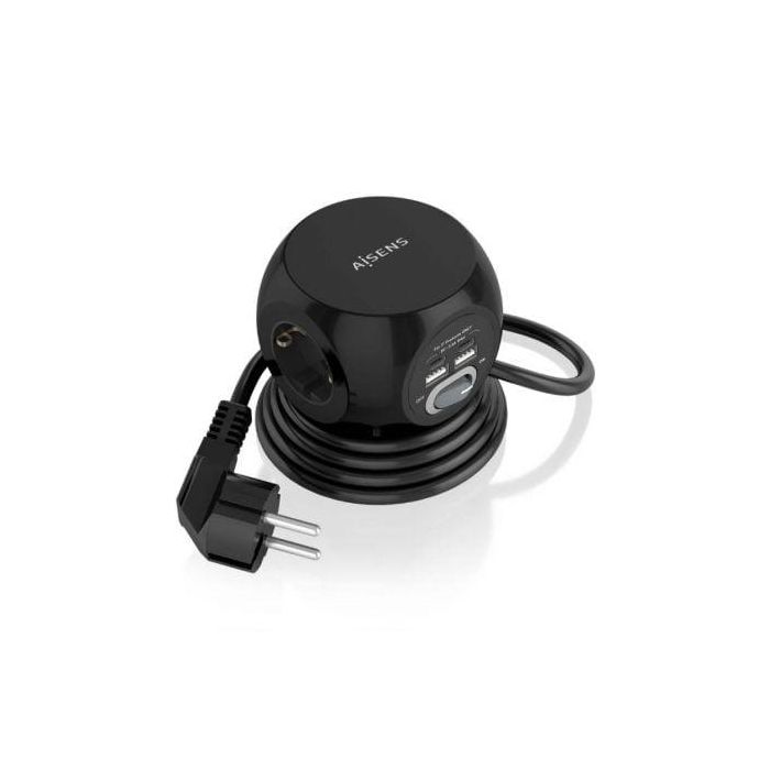 AISENS - REGLETA DE ENCHUFES SOBREMESA MULTIFUNCION CON 3 TOMAS + 2xUSB-C, 2xUSB-A, 1.4M, NEGRO AISENS - REGLETA DE ENCHUFES SOBREMESA MULTIFUNCION CON 3 TOMAS + 2xUSB-C, 2xUSB-A, 1.4M, NEGRO
