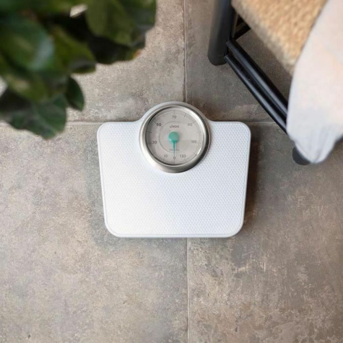 Livoo DOM490 Báscula de baño mecánica retro, sin batería, metal antideslizante, máx. 136 kg, blanco 1 Livoo DOM490 Báscula de baño mecánica retro, sin batería, metal antideslizante, máx. 136 kg, blanco 1