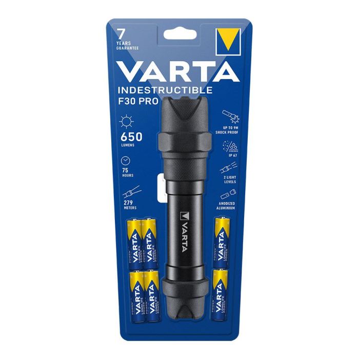 Varta Linterna F30 Pro 6W 650lm, 75h Duración, Resistente IP67 IK08, 279m Alcance Varta Linterna F30 Pro 6W 650lm, 75h Duración, Resistente IP67 IK08, 279m Alcance