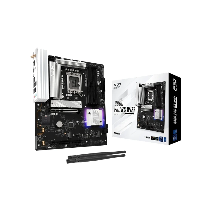 Placa ASRock B860 Pro Rs Wifi,Intel,1851,B860,4Ddr5,256Gb,1Hdmi+1Dp,4Sata3+2M.2,2.5Gblan,Wifi6E+Bt5.3,8Usb3.2+2Usb Type-C,Atx