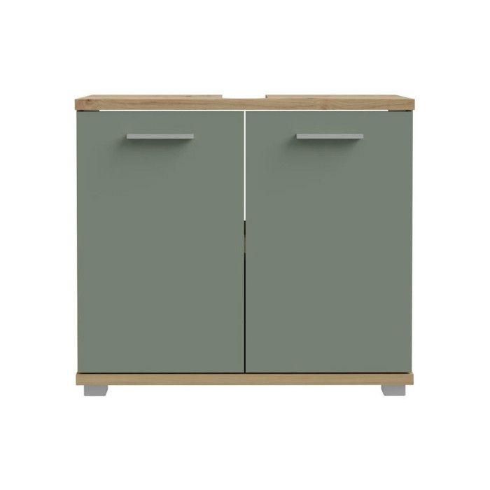 CHAMP - Mueble bajo fregadero - 2 puertas - 69,9 x 28,9 x 62 cm - Roble artesanal / Verde salvia - FORTE 2