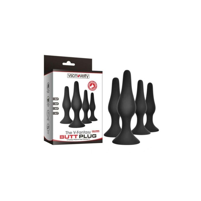 Plug Anal VSCNOVELTY Negro Silicona Set 4 Piezas Plug Anal VSCNOVELTY Negro Silicona Set 4 Piezas
