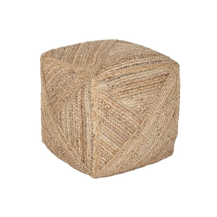 DKD Home Decor Reposapies Boho Natural de Yute, Hecho a Mano, Ideal para Decoración del Hogar, 45x45 cm Base, 48 cm de Altura