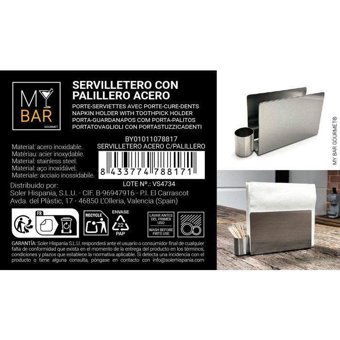 Servilletero Acero C/Palillero My Bar (24 Unidades) 5