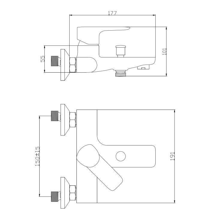 ROUSSEAU Grifo mezclador mecánico para baño y ducha Dunedin 1