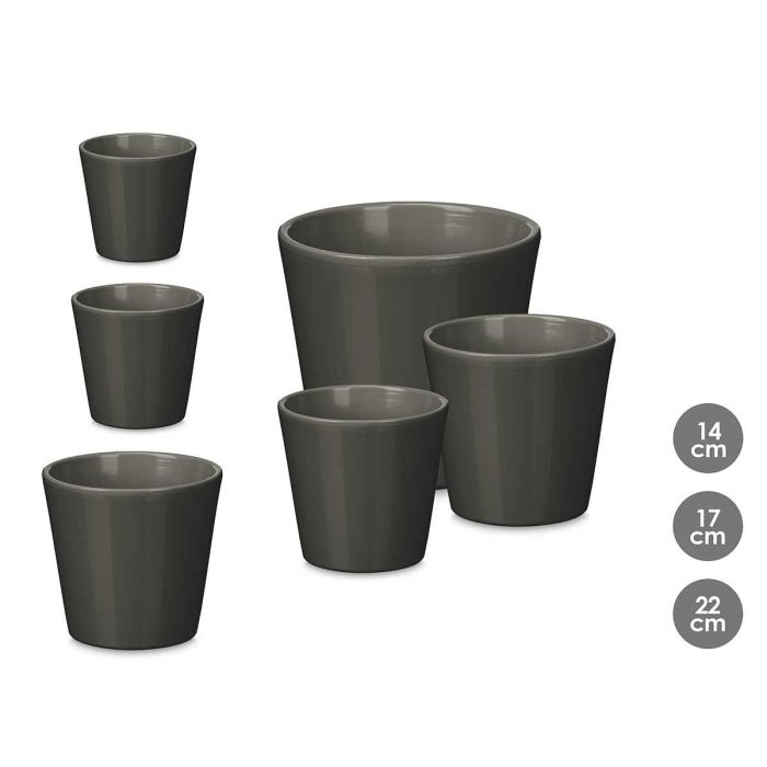Set 3 Macetas Conica 14 17 22Cm Antracita Mate Ibergarden Set 3 Macetas Conica 14 17 22Cm Antracita Mate Ibergarden
