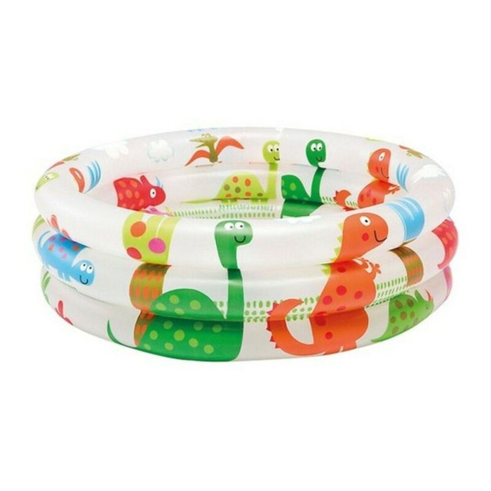 Piscina hinchable 3 aros animales con suelo hinchable (capacidad 28 litros)(1-3 años) 61x22 cm