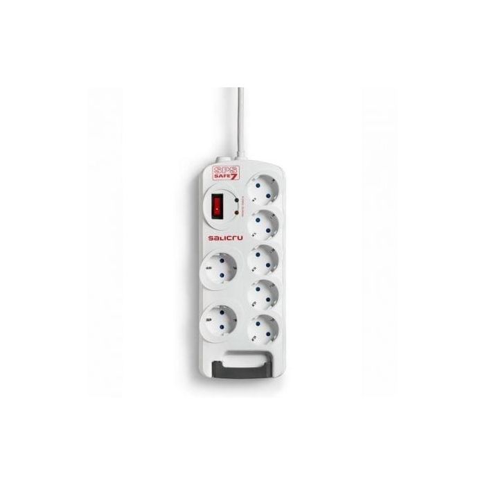 Regleta con interruptor Salicru SAFE 7/ 7 Tomas de corriente/ Cable 1.8m/ Blanca Regleta con interruptor Salicru SAFE 7/ 7 Tomas de corriente/ Cable 1.8m/ Blanca