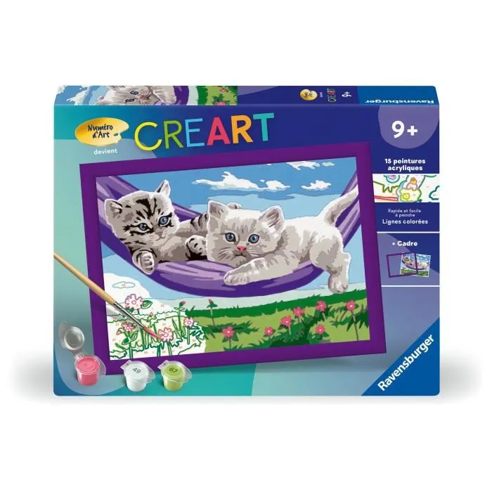 Ravensburger 25828 Kit de pintura por números Gatitos en la hamaca 18 x 24 cm para 9 años en adelante Ravensburger 25828 Kit de pintura por números Gatitos en la hamaca 18 x 24 cm para 9 años en adelante