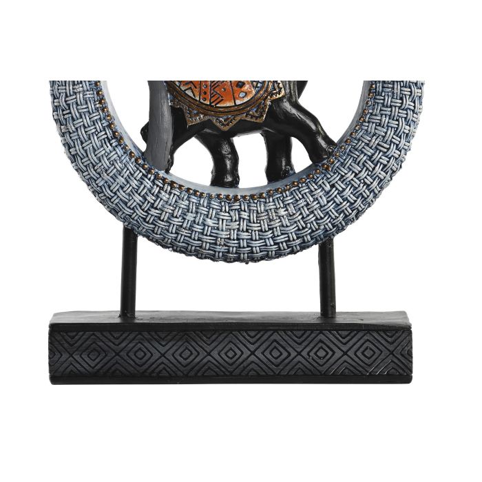 DKD Home Decor Figura Elefante Colonial Resina y Metal Beige Azul - 25.5 cm Alto, 19.5 cm Ancho, 6.3 cm Largo (2 Unidades) 1