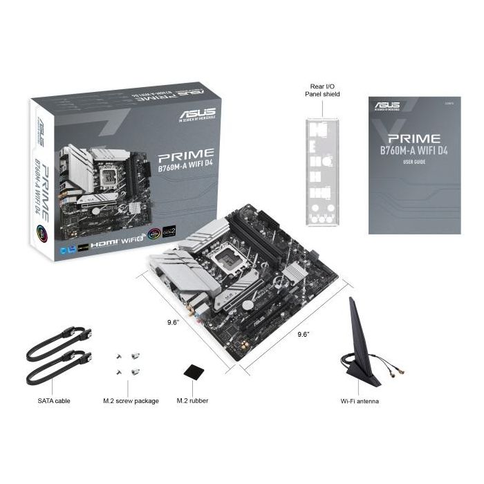 Asus PRIME B760M-A WiFi D4 Placa Base Socket LGA 1700 DDR4 PCIe 4.0 Micro ATX WiFi 6 para Intel 13ª/12ª Gen 5 Asus PRIME B760M-A WiFi D4 Placa Base Socket LGA 1700 DDR4 PCIe 4.0 Micro ATX WiFi 6 para Intel 13ª/12ª Gen 5