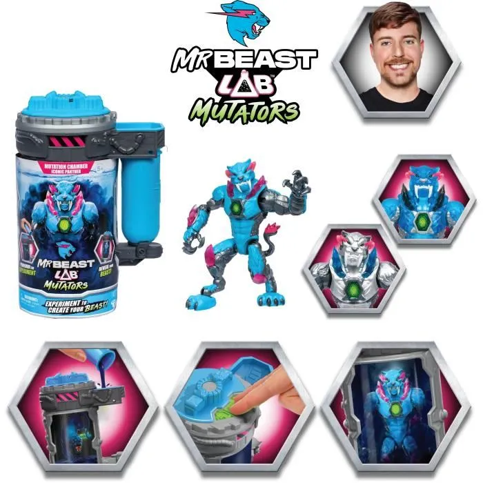 Moose Toys MR Beast LAB Figura icónica de la cámara de mutación Mutators Panthere - Crea tu criatura 2