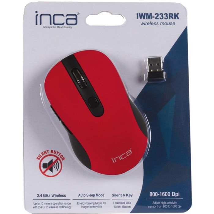 INCA Maus IWM-233RK 1600 DPI,Wireless,6 Tasten,Red 2,4GHz 4